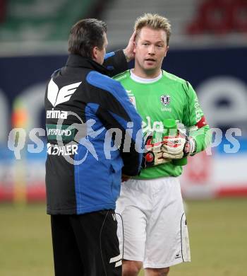 Fussball. Tipp3-Bundesliga. SK Austria Kelag Kaernten  gegen KSV Superfund Kapfenberger SV. Andreas Schranz, Trainer Werner Gregoritsch (Austria Kaernten). Klagenfurt, 27.2.2010. 
Foto: Kuess

---
pressefotos, pressefotografie, kuess, qs, qspictures, sport, bild, bilder, bilddatenbank