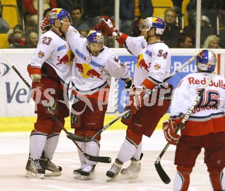 EBEL. Eishockey Bundesliga. KAC gegen EC Red Bull Salzburg. 
Jubel (Salzburg). Klagenfurt, am 28.2.2010.
Foto: Kuess 

---
pressefotos, pressefotografie, kuess, qs, qspictures, sport, bild, bilder, bilddatenbank