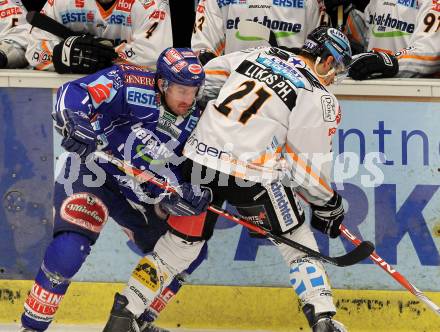 EBEL. Eishockey Bundesliga. EC Pasut VSV gegen EHC LIWEST Linz.  Nathan Robert Di Casmirro, (VSV),  Philipp Lukas (Linz). Villach, am 28.2.2010.
Foto: Kuess 


---
pressefotos, pressefotografie, kuess, qs, qspictures, sport, bild, bilder, bilddatenbank