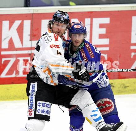 EBEL. Eishockey Bundesliga. EC Pasut VSV gegen EHC LIWEST Linz.  Andreas kristler, (VSV),  Brendan Buckley (Linz). Villach, am 28.2.2010.
Foto: Kuess 


---
pressefotos, pressefotografie, kuess, qs, qspictures, sport, bild, bilder, bilddatenbank