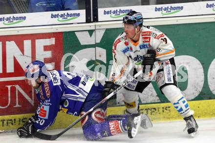 EBEL. Eishockey Bundesliga. EC Pasut VSV gegen EHC LIWEST Linz.  Mickey Elick, (VSV),   Robert Shearer (Linz). Villach, am 28.2.2010.
Foto: Kuess 


---
pressefotos, pressefotografie, kuess, qs, qspictures, sport, bild, bilder, bilddatenbank