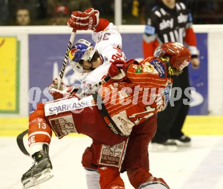 EBEL. Eishockey Bundesliga. KAC gegen EC Red Bull Salzburg. KIRISITS Johannes (KAC), PEWAL Marco (Salzburg). Klagenfurt, am 28.2.2010.
Foto: Kuess 

---
pressefotos, pressefotografie, kuess, qs, qspictures, sport, bild, bilder, bilddatenbank