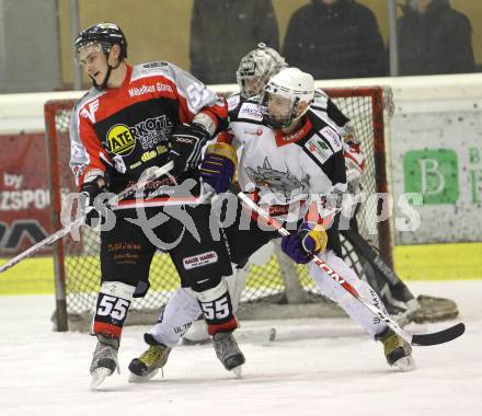 Eishockey Carinthian Hockey League CHL.  EC Tarco Woelfe Klagenfurt gegen EC Feld am See. Stefan Knafl (Tarco), Lukas Hoernler (Feld am See). Klagenfurt, am 25.2.2010.
Foto: Kuess

---
pressefotos, pressefotografie, kuess, qs, qspictures, sport, bild, bilder, bilddatenbank