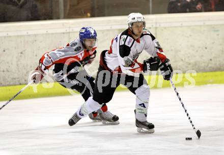 Eishockey Carinthian Hockey League CHL.  EC Tarco Woelfe Klagenfurt gegen EC Feld am See. Markus Zechner (Tarco), Andreas Marx (Feld am See). Klagenfurt, am 25.2.2010.
Foto: Kuess

---
pressefotos, pressefotografie, kuess, qs, qspictures, sport, bild, bilder, bilddatenbank