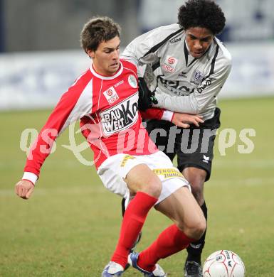 Fussball BUndesliga. SK Austria Kaernten gegen SV Mattersburg. Sandro Ferreira Da Silva (Kaernten), Manuel Seidl (Mattersburg). Klagenfurt, am 6.2.2010.
Foto: Kuess
---
pressefotos, pressefotografie, kuess, qs, qspictures, sport, bild, bilder, bilddatenbank