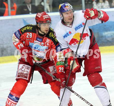 EBEL. Eishockey Bundesliga. EC Red Bull Salzburg gegen KAC. BRANDNER Christoph (KAC), SIKLENKA Michael (Salzburg). Salzburg, am 7.3.2010.
Foto: Kuess 

---
pressefotos, pressefotografie, kuess, qs, qspictures, sport, bild, bilder, bilddatenbank