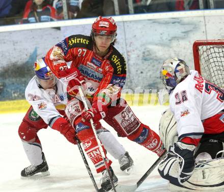 EBEL. Eishockey Bundesliga. EC Red Bull Salzburg gegen KAC. HUNDERTPFUND Thomas (KAC), REBEK Jeremy, DIVIS Reinhard (Salzburg). Salzburg, am 7.3.2010.
Foto: Kuess 

---
pressefotos, pressefotografie, kuess, qs, qspictures, sport, bild, bilder, bilddatenbank