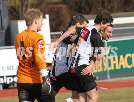 Fussball. Regionalliga. WAC/St. Andrae gegen SV Bad Aussee.  Torjubel Marco Reich, Christian Falk (WAC/St. Andrae). Wolfsberg, 13.3.2010. 
Foto: Kuess

---
pressefotos, pressefotografie, kuess, qs, qspictures, sport, bild, bilder, bilddatenbank