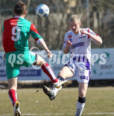 Fussball Regionalliga. SAK gegen Wels. Rene Partl (SAK), Roidinger Mathias  (Wels). Klagenfurt, 14.3.2010.
Foto: Kuess
---
pressefotos, pressefotografie, kuess, qs, qspictures, sport, bild, bilder, bilddatenbank