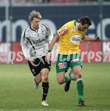 Fussball Bundesliga. SK Austria Kaernten gegen SV Josko Ried. Stefan Hierlaender (Kaernten), Atdhe Nuhiu (Ried). Klagenfurt, am 20.3.2010.
Foto: Kuess
---
pressefotos, pressefotografie, kuess, qs, qspictures, sport, bild, bilder, bilddatenbank