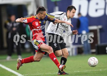 Fussball Bundesliga. SK Austria Kaernten gegen SK Rapid Wien. Leonhard Kaufmann (Kaernten), Veli Kavlak (Rapid). Klagenfurt, am 27.3.2010.
Foto: Kuess
---
pressefotos, pressefotografie, kuess, qs, qspictures, sport, bild, bilder, bilddatenbank