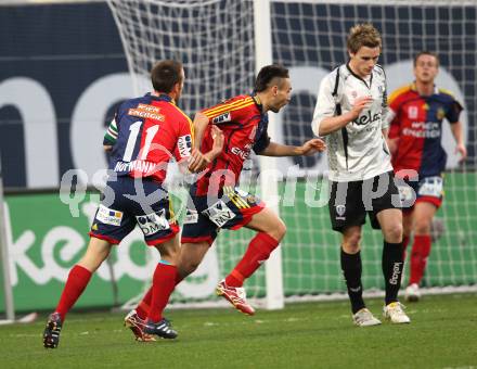 Fussball Bundesliga. SK Austria Kaernten gegen SK Rapid Wien.  Torjubel (Rapid). Klagenfurt, am 27.3.2010.
Foto: Kuess
---
pressefotos, pressefotografie, kuess, qs, qspictures, sport, bild, bilder, bilddatenbank