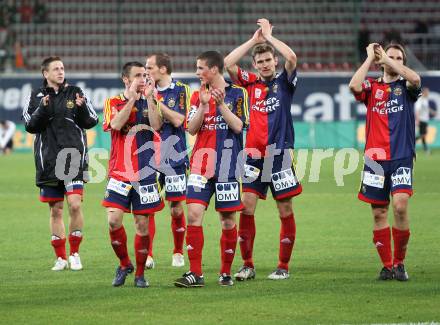 Fussball Bundesliga. SK Austria Kaernten gegen SK Rapid Wien. Jubel (Rapid). Klagenfurt, am 27.3.2010.
Foto: Kuess
---
pressefotos, pressefotografie, kuess, qs, qspictures, sport, bild, bilder, bilddatenbank