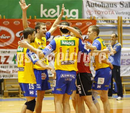 Volleyball. MEVZA. SK Aich/Dob gegen hotVolleys. Jubel (Aich/Dob). Prevalje, 27.3.2010.
Foto: Kuess 

---
pressefotos, pressefotografie, kuess, qs, qspictures, sport, bild, bilder, bilddatenbank