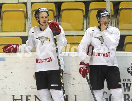 Eishockey. Training Nationalteam Oesterreich. Johannes Kirisits, Johannes Reichel (KAC). Klagenfurt, am 29.3.2010.
Foto: Kuess
---
pressefotos, pressefotografie, kuess, qs, qspictures, sport, bild, bilder, bilddatenbank