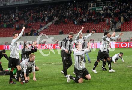 Fussball. OEFB Stiegl Cup. SK Austria Kelag Kaernten  gegen Rapid Wien. Jubel Austria Kaernten. Klagenfurt, 31.3.2010. 
Foto: Kuess

---
pressefotos, pressefotografie, kuess, qs, qspictures, sport, bild, bilder, bilddatenbank