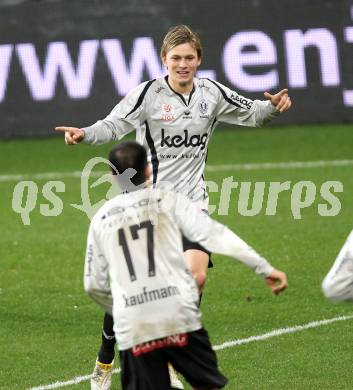 Fussball. OEFB Stiegl Cup. SK Austria Kelag Kaernten  gegen Rapid Wien. Jubel Stefan Hierlaender (Austria Kaernten). Klagenfurt, 31.3.2010. 
Foto: Kuess

---
pressefotos, pressefotografie, kuess, qs, qspictures, sport, bild, bilder, bilddatenbank