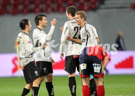 Fussball. OEFB Stiegl Cup. SK Austria Kelag Kaernten  gegen Rapid Wien. Jubel Austria Kaernten. Klagenfurt, 31.3.2010. 
Foto: Kuess

---
pressefotos, pressefotografie, kuess, qs, qspictures, sport, bild, bilder, bilddatenbank