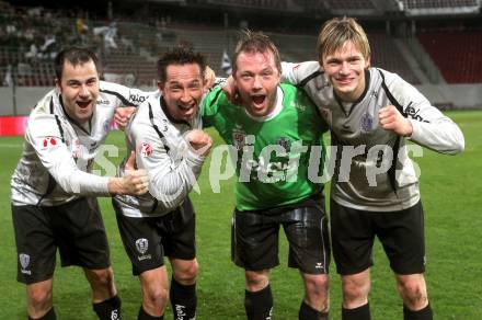 Fussball. OEFB Stiegl Cup. SK Austria Kelag Kaernten  gegen Rapid Wien. Jubel Leonhard Kaufmann, Matthias Dollinger, Andreas Schranz, Stefan Hierlaender (Austria Kaernten). Klagenfurt, 31.3.2010. 
Foto: Kuess

---
pressefotos, pressefotografie, kuess, qs, qspictures, sport, bild, bilder, bilddatenbank