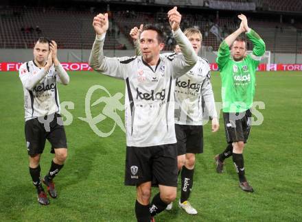 Fussball. OEFB Stiegl Cup. SK Austria Kelag Kaernten  gegen Rapid Wien. Jubel Leonhard Kaufmann, Matthias Dollinger, Stefan Hierlaender, Andreas Schranz (Austria Kaernten). Klagenfurt, 31.3.2010. 
Foto: Kuess

---
pressefotos, pressefotografie, kuess, qs, qspictures, sport, bild, bilder, bilddatenbank