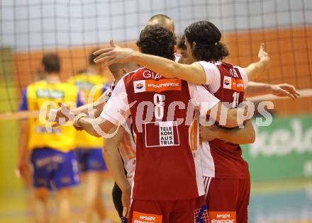 Volleyball. AVL-Halbfinale. SK Posojilnica Aich/Dob gegen hotVolleys. Jubel (hotVolleys). Prevalje, 1.4.2010
Foto: Kuess 

---
pressefotos, pressefotografie, kuess, qs, qspictures, sport, bild, bilder, bilddatenbank