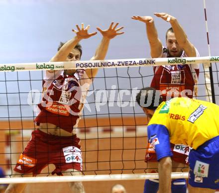 Volleyball. AVL-Halbfinale. SK Posojilnica Aich/Dob gegen hotVolleys. KMET Tomas, STOJKOVIC Milos (hotVolleys). Prevalje, 1.4.2010
Foto: Kuess 

---
pressefotos, pressefotografie, kuess, qs, qspictures, sport, bild, bilder, bilddatenbank