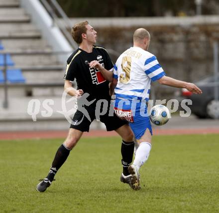 Fussball. Kaerntner Liga. VSV gegen SVG Bleiburg. Barrazutti Daniel (VSV), Ilic Milos  (Bleiburg).
Villach, 3.4.2010.
Foto: Kuess 
---
pressefotos, pressefotografie, kuess, qs, qspictures, sport, bild, bilder, bilddatenbank