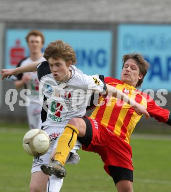 Fussball. Kaerntner Liga. ATSV Wolfsberg gegen SK St. Andrae/Lavanttal 1b.  Rader Wolfgang (Wolfsberg), Gruenwald Philipp (St. Andrae). Wolfsberg, 5.4.2010.
Foto: Kuess
---
pressefotos, pressefotografie, kuess, qs, qspictures, sport, bild, bilder, bilddatenbank