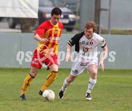 Fussball. Kaerntner Liga. ATSV Wolfsberg gegen SK St. Andrae/Lavanttal 1b.  Curic Denis (Wolfsberg), Berchtold Mathias (St. Andrae). Wolfsberg, 5.4.2010.
Foto: Kuess
---
pressefotos, pressefotografie, kuess, qs, qspictures, sport, bild, bilder, bilddatenbank