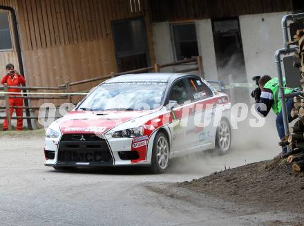 Motorsport. BP Ultimate Rallye im Lavanttal 2010 (Lavanttal Rallye).  Aigner Andreas, Weissengruber Daniela (Mitsubishi Lancer EVO X). Wolfsberg,  9.4.2010.
Foto: Kuess
---
pressefotos, pressefotografie, kuess, qs, qspictures, sport, bild, bilder, bilddatenbank