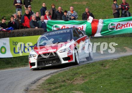 Motorsport. BP Ultimate Rallye im Lavanttal 2010 (Lavanttal Rallye).  Aigner Andreas, Weissengruber Daniela (Mitsubishi Lancer EVO X). Wolfsberg,  9.4.2010.
Foto: Kuess
---
pressefotos, pressefotografie, kuess, qs, qspictures, sport, bild, bilder, bilddatenbank