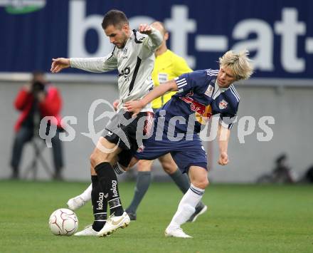 Fussball. Bundesliga. SK Austria Kelag Kaernten  gegen Red Bull Salzburg. Oliver Pusztai, (Austria Kaernten), Christoph Leitgeb (Salzburg). Klagenfurt, 10.4.2010. 
Foto: Kuess

---
pressefotos, pressefotografie, kuess, qs, qspictures, sport, bild, bilder, bilddatenbank