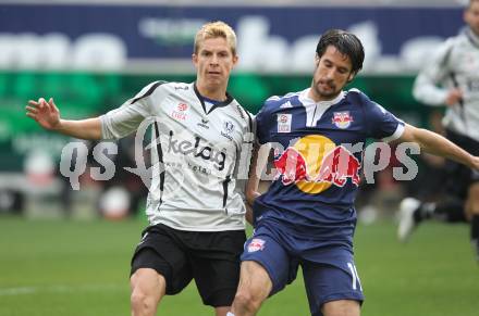 Fussball. Bundesliga. SK Austria Kelag Kaernten  gegen Red Bull Salzburg. Thomas Hinum, (Austria Kaernten), Simon Cziommer (Salzburg). Klagenfurt, 10.4.2010. 
Foto: Kuess

---
pressefotos, pressefotografie, kuess, qs, qspictures, sport, bild, bilder, bilddatenbank