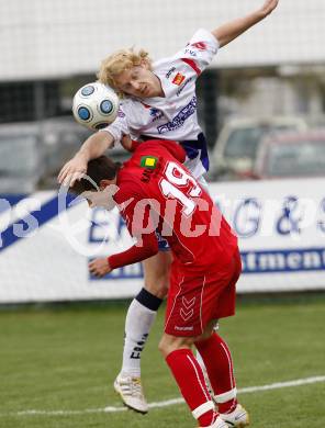 Fussball. Regionalliga. SAK gegen St. Florian.  Isopp Johannes (SAK), Schmidl Manuel (St. Florian). Klagenfurt, 10.4.2010.
Foto: Kuess
---
pressefotos, pressefotografie, kuess, qs, qspictures, sport, bild, bilder, bilddatenbank