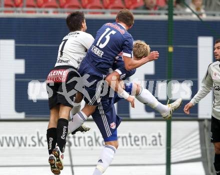 Fussball. Bundesliga. SK Austria Kelag Kaernten  gegen Red Bull Salzburg. Luka Elsner, (Austria Kaernten), Franz Schiemer, Marc Janko (Salzburg). Klagenfurt, 10.4.2010. 
Foto: Kuess

---
pressefotos, pressefotografie, kuess, qs, qspictures, sport, bild, bilder, bilddatenbank