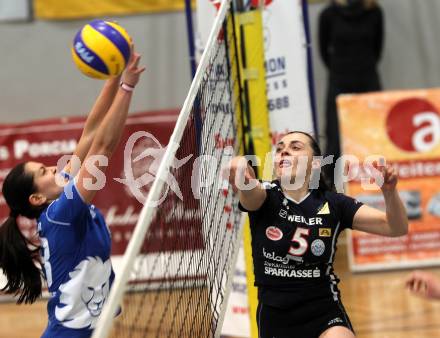 WVL. Volleyball Bundesliga. ATSC Wildcats gegen Hartberg. Maja Praeprost,  (Wildcats), Kerstin Pichler (Hartberg). Klagenfurt, 14.4.2010.
Foto: Kuess


---
pressefotos, pressefotografie, kuess, qs, qspictures, sport, bild, bilder, bilddatenbank