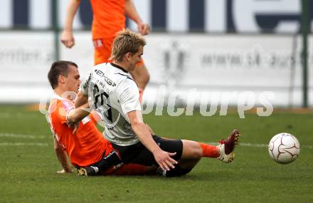 Fussball. Bundesliga. SK Austria Kelag Kaernten gegen FK Austria Wien.  Peter Pucker, (Austria Kaernten), Michael Liendl (Wien). Klagenfurt, 17.4.2010. 
Foto: Kuess

---
pressefotos, pressefotografie, kuess, qs, qspictures, sport, bild, bilder, bilddatenbank