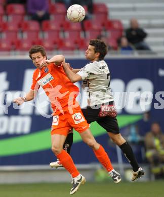 Fussball. Bundesliga. SK Austria Kelag Kaernten gegen FK Austria Wien.  Luka Elsner, (Austria Kaernten), Roland Linz (Wien). Klagenfurt, 17.4.2010. 
Foto: Kuess

---
pressefotos, pressefotografie, kuess, qs, qspictures, sport, bild, bilder, bilddatenbank