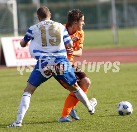 Fussball. Kaerntner Liga. VSV gegen SV Spittal/Drau. Prettenthaler Rene (VSV), Moser Marco (Spittal). Villach am 17.4.2010
Foto: Kuess
---
pressefotos, pressefotografie, kuess, qs, qspictures, sport, bild, bilder, bilddatenbank