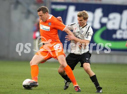 Fussball. Bundesliga. SK Austria Kelag Kaernten gegen FK Austria Wien.  Peter Pucker, (Austria Kaernten), Thiago Maier Santos Schumacher (Wien). Klagenfurt, 17.4.2010. 
Foto: Kuess

---
pressefotos, pressefotografie, kuess, qs, qspictures, sport, bild, bilder, bilddatenbank