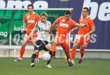 Fussball. Bundesliga. SK Austria Kelag Kaernten gegen FK Austria Wien.  Stefan Hierlaender, (Austria Kaernten), Alexander Dragovic (Wien). Klagenfurt, 17.4.2010. 
Foto: Kuess

---
pressefotos, pressefotografie, kuess, qs, qspictures, sport, bild, bilder, bilddatenbank