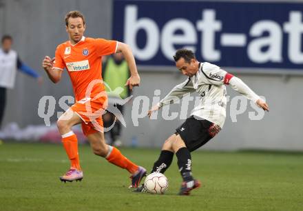 Fussball. Bundesliga. SK Austria Kelag Kaernten gegen FK Austria Wien.  Matthias Dollinger, (Austria Kaernten), Manuel Ortlechner (Wien). Klagenfurt, 17.4.2010. 
Foto: Kuess

---
pressefotos, pressefotografie, kuess, qs, qspictures, sport, bild, bilder, bilddatenbank