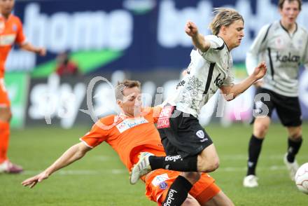 Fussball. Bundesliga. SK Austria Kelag Kaernten gegen FK Austria Wien.  Stefan Hierlaender,(Austria Kaernten),  Manuel Ortlechner (Wien). Klagenfurt, 17.4.2010. 
Foto: Kuess

---
pressefotos, pressefotografie, kuess, qs, qspictures, sport, bild, bilder, bilddatenbank