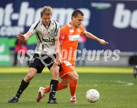 Fussball. Bundesliga. SK Austria Kelag Kaernten gegen FK Austria Wien.  Peter Pucker, (Austria Kaernten), Michael Liendl (Wien). Klagenfurt, 17.4.2010. 
Foto: Kuess

---
pressefotos, pressefotografie, kuess, qs, qspictures, sport, bild, bilder, bilddatenbank