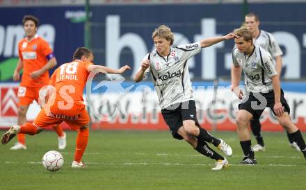 Fussball. Bundesliga. SK Austria Kelag Kaernten gegen FK Austria Wien.  Stefan Hierlaender, Peter Pucker, (Austria Kaernten), Michael Liendl (Wien). Klagenfurt, 17.4.2010. 
Foto: Kuess

---
pressefotos, pressefotografie, kuess, qs, qspictures, sport, bild, bilder, bilddatenbank