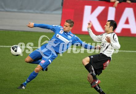 Fussball OEFB Stiegl Cup. SK Austria Kaernten gegen SC Magna Wr. Neustadt. Leonhard Kaufmann (Kaernten), Daniel Dunst  (Wr. Neustadt). Klagenfurt, am 20.4.2010.
Foto: Kuess
---
pressefotos, pressefotografie, kuess, qs, qspictures, sport, bild, bilder, bilddatenbank