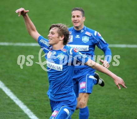 Fussball OEFB Stiegl Cup. SK Austria Kaernten gegen SC Magna Wr. Neustadt. Torjubel Alexander Gruenwald (Wr. Neustadt). Klagenfurt, am 20.4.2010.
Foto: Kuess
---
pressefotos, pressefotografie, kuess, qs, qspictures, sport, bild, bilder, bilddatenbank