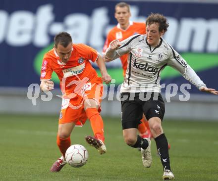 Fussball. Bundesliga. SK Austria Kelag Kaernten gegen FK Austria Wien.  Mario Kroepfl (Austria Kaernten), Michael Liendl (Wien). Klagenfurt, 17.4.2010. 
Foto: Kuess

---
pressefotos, pressefotografie, kuess, qs, qspictures, sport, bild, bilder, bilddatenbank