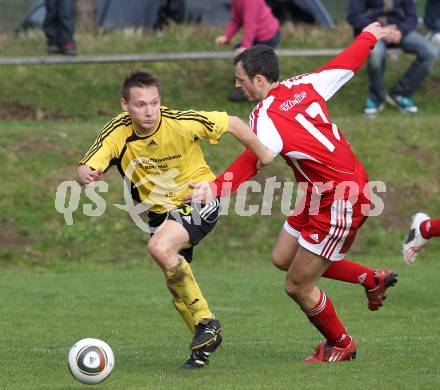 Fussball Unterliga Ost. SV Ludmannsdorf gegen ASKOE Koettmannsdorf. Modritsch Wolfgang  (Ludmannsdorf), Pesjak Michael(Koettmannsdorf). Ludmannsdorf, am 18.4.2010.
Foto: Kuess
---
pressefotos, pressefotografie, kuess, qs, qspictures, sport, bild, bilder, bilddatenbank