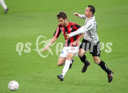 Fussball. Bundesliga. SK Austria Kelag Kaernten gegen LASK Linz.  Matthias Dollinger, (Austria Kaernten), Christoph Saurer (Linz). Klagenfurt, 5.5.2010. 
Foto: Kuess

---
pressefotos, pressefotografie, kuess, qs, qspictures, sport, bild, bilder, bilddatenbank